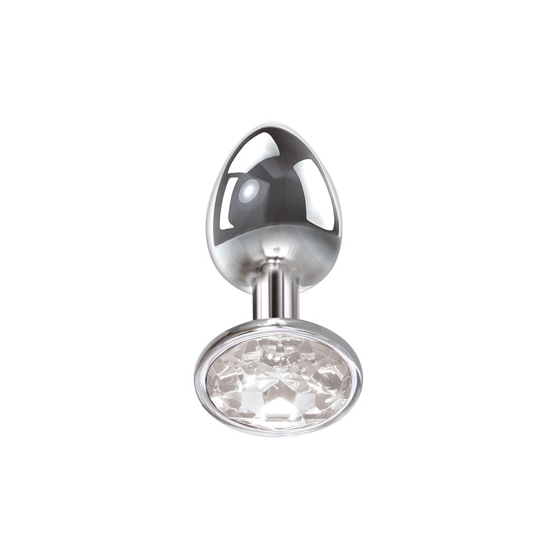 Adam & Eve Clear Gem Anal Plug - Small - Metallic 7.1 cm Small Butt Plug with Clear Gem Base Adam & Eve