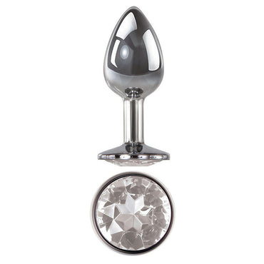 Adam & Eve Clear Gem Anal Plug - Medium - Metallic 8.2 cm Medium Butt Plug with Clear Gem Base Adam & Eve