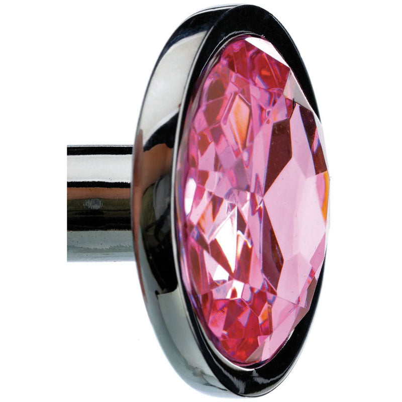 Adam & Eve Pink Gem Anal Plug - Medium - Silver Medium 8.2 cm Metal Butt Plug with Pink Gem Adam & Eve
