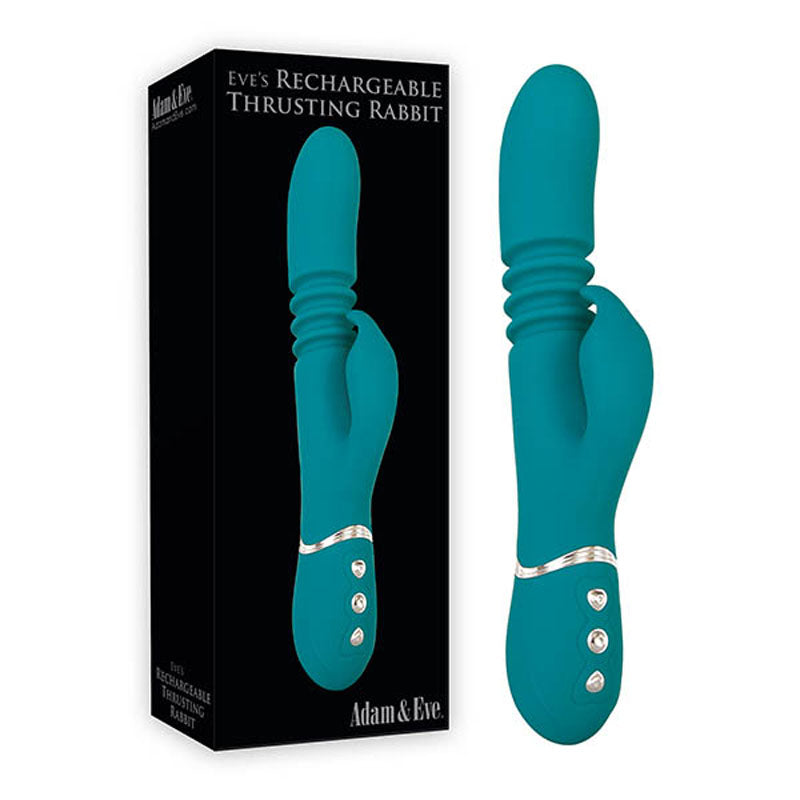 Adam & Eve Eve's Rechargeable Thrusting Rabbit - Green 22.9 cm (9'') USB Rechargeable Thrusting Rabbit Vibrator Adam & Eve