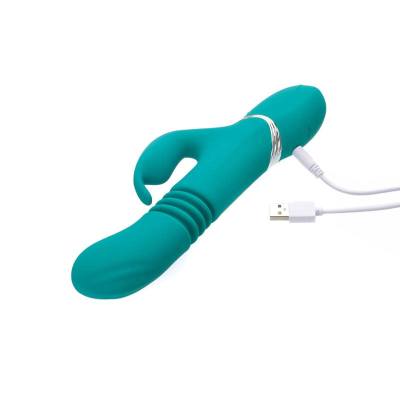 Adam & Eve Eve's Rechargeable Thrusting Rabbit - Green 22.9 cm (9'') USB Rechargeable Thrusting Rabbit Vibrator Adam & Eve