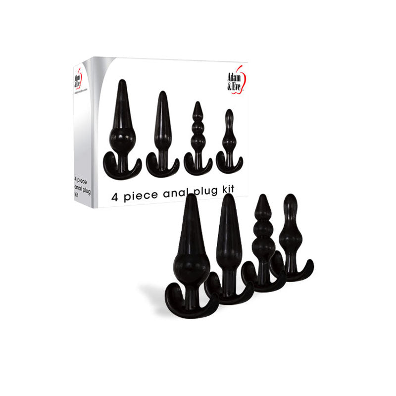 Adam & Eve 4 Piece Anal Plug Kit - Black Butt Plugs - Set of 4 Sizes Adam & Eve