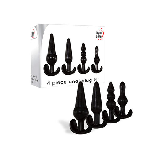 Adam & Eve 4 Piece Anal Plug Kit - Black Butt Plugs - Set of 4 Sizes Adam & Eve