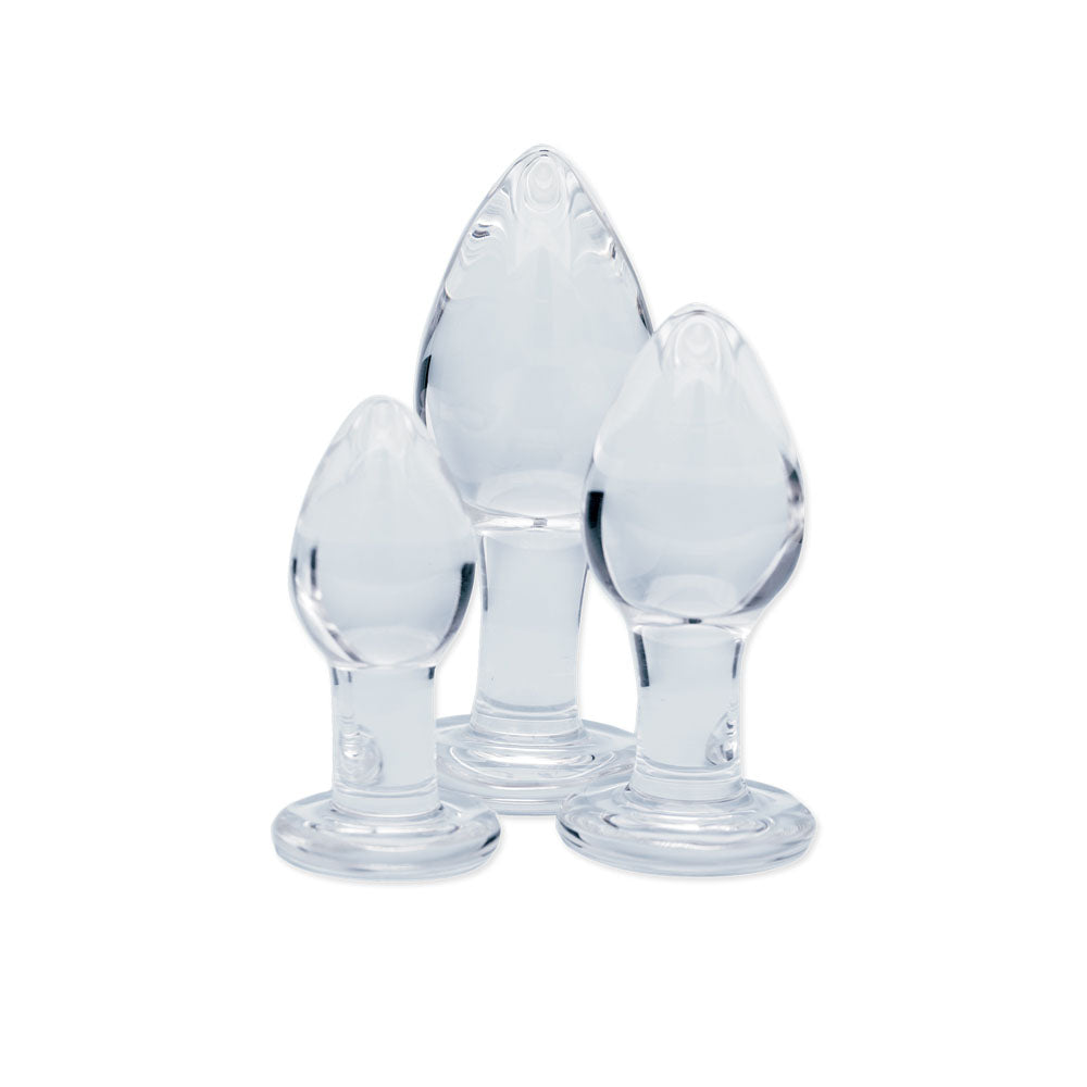 Clarity - Utopian Trinity - Clear Glass Butt Plugs - Set of 3 Sizes Creative Conceptions