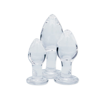 Clarity - Utopian Trinity - Clear Glass Butt Plugs - Set of 3 Sizes Creative Conceptions