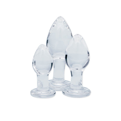 Clarity - Utopian Trinity - Clear Glass Butt Plugs - Set of 3 Sizes Creative Conceptions