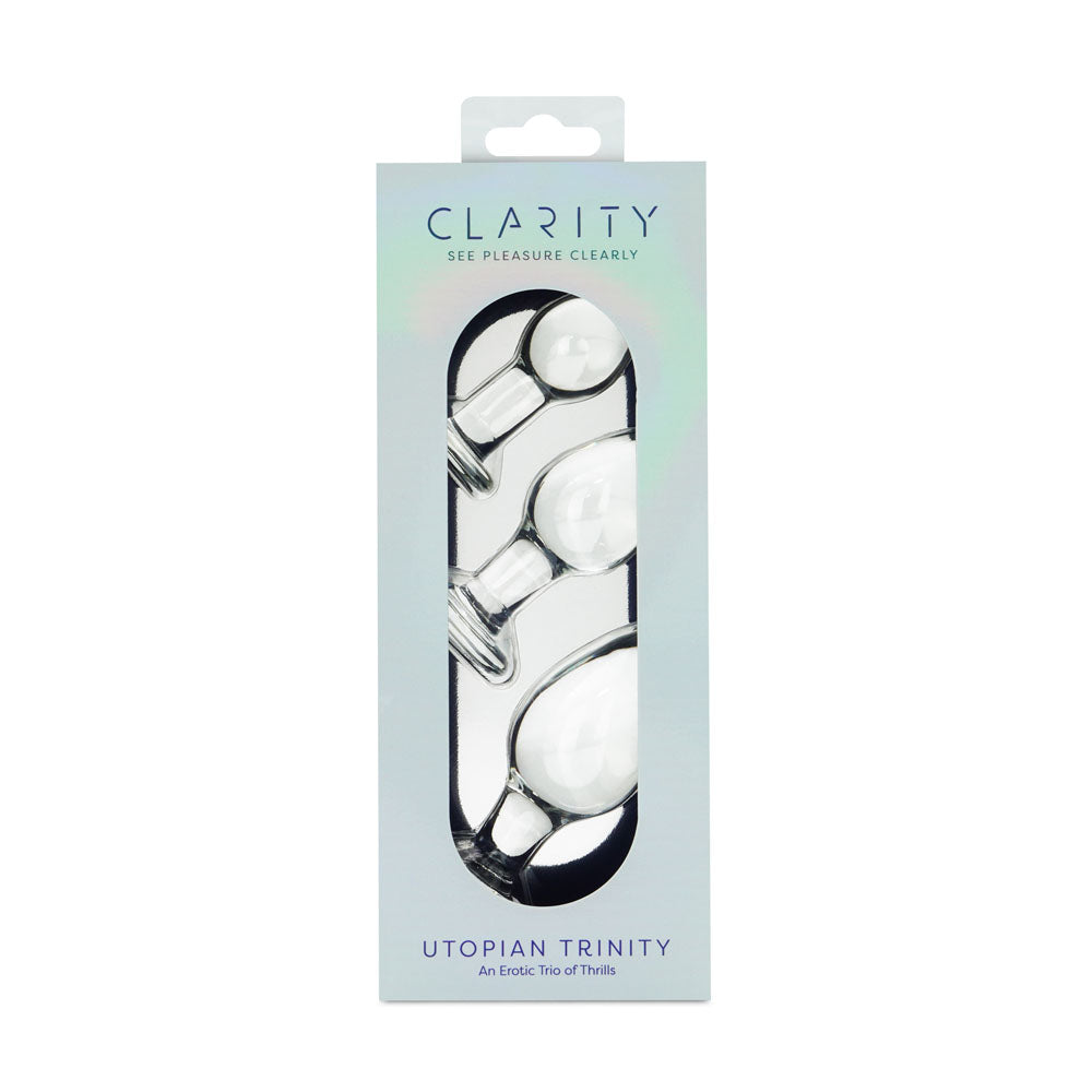 Clarity - Utopian Trinity - Clear Glass Butt Plugs - Set of 3 Sizes Creative Conceptions