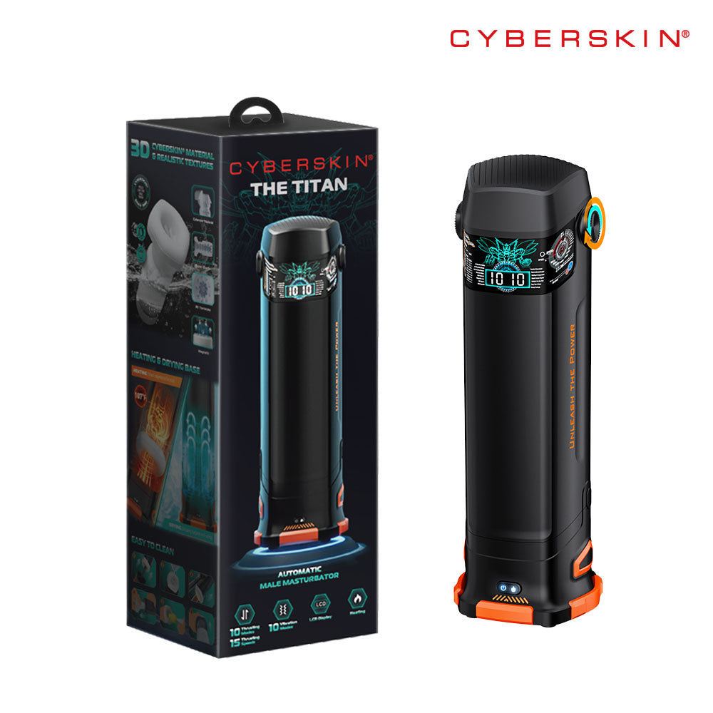 CyberSkin The Titan - Black USB Rechargeable Thrusting & Vibrating Auto Masturbator with Heater CyberSkin