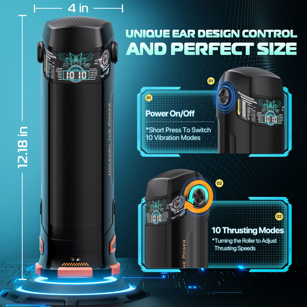 CyberSkin The Titan - Black USB Rechargeable Thrusting & Vibrating Auto Masturbator with Heater CyberSkin