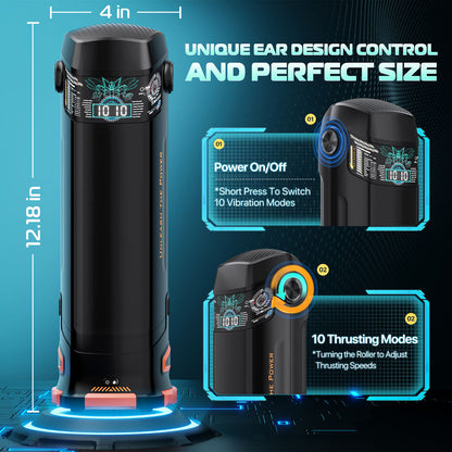 CyberSkin The Titan - Black USB Rechargeable Thrusting & Vibrating Auto Masturbator with Heater CyberSkin