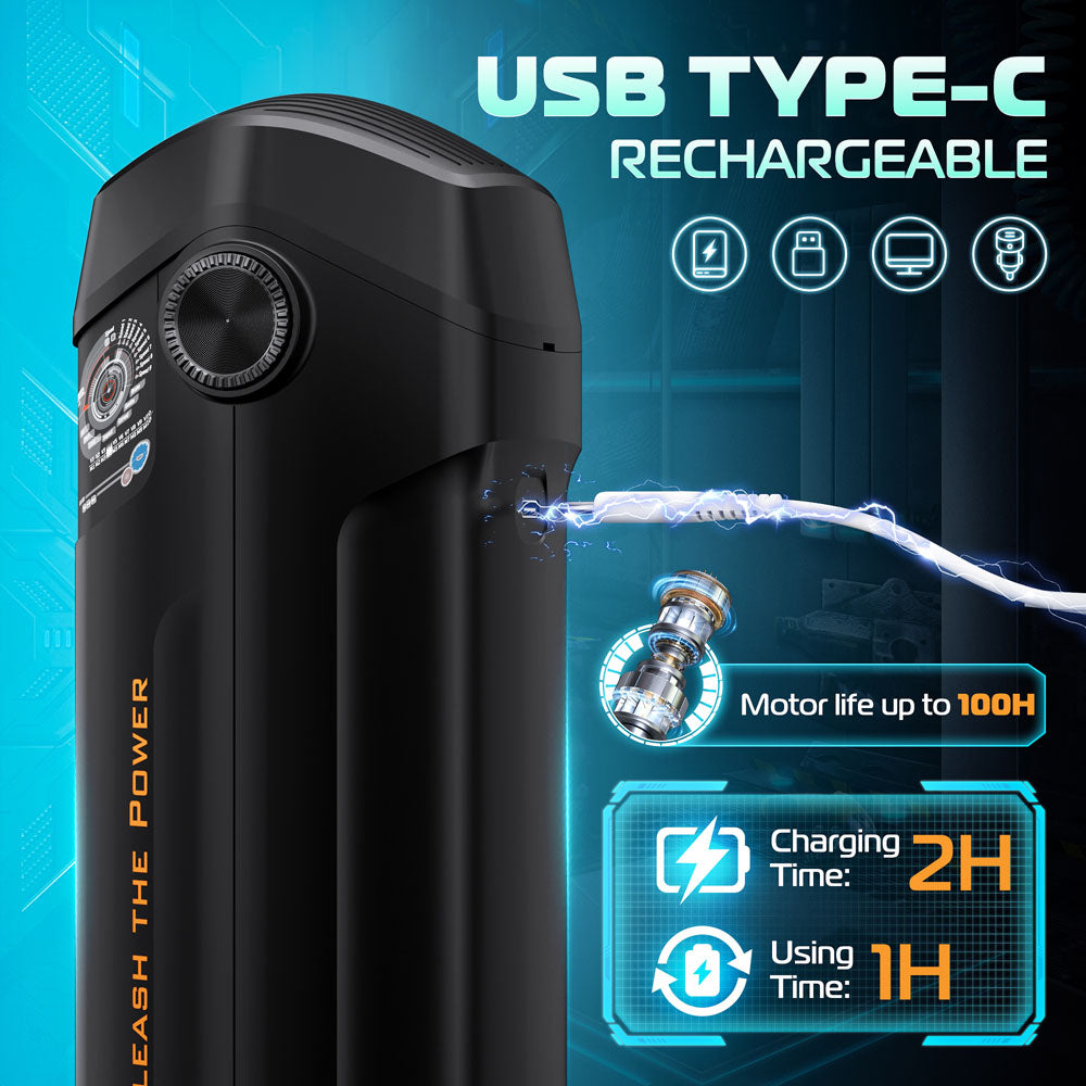 CyberSkin The Titan - Black USB Rechargeable Thrusting & Vibrating Auto Masturbator with Heater CyberSkin