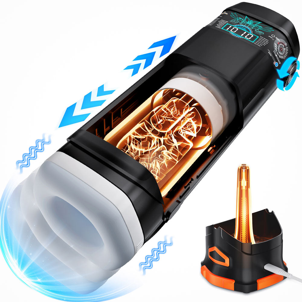 CyberSkin The Titan - Black USB Rechargeable Thrusting & Vibrating Auto Masturbator with Heater CyberSkin