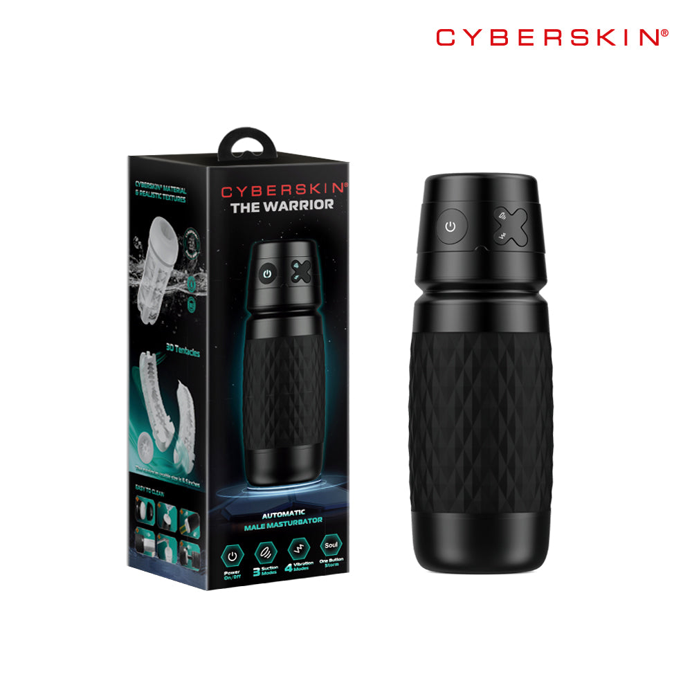 CyberSkin The Warrior - Black USB Rechargeable Sucking & Vibrating Auto Masturbator CyberSkin