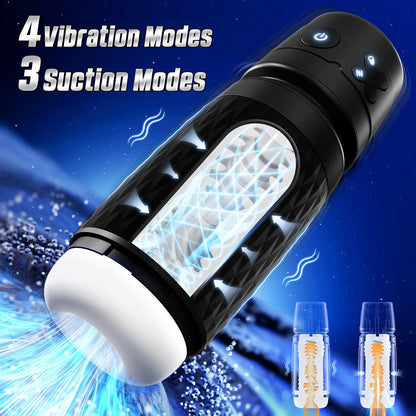 CyberSkin The Warrior - Black USB Rechargeable Sucking & Vibrating Auto Masturbator CyberSkin