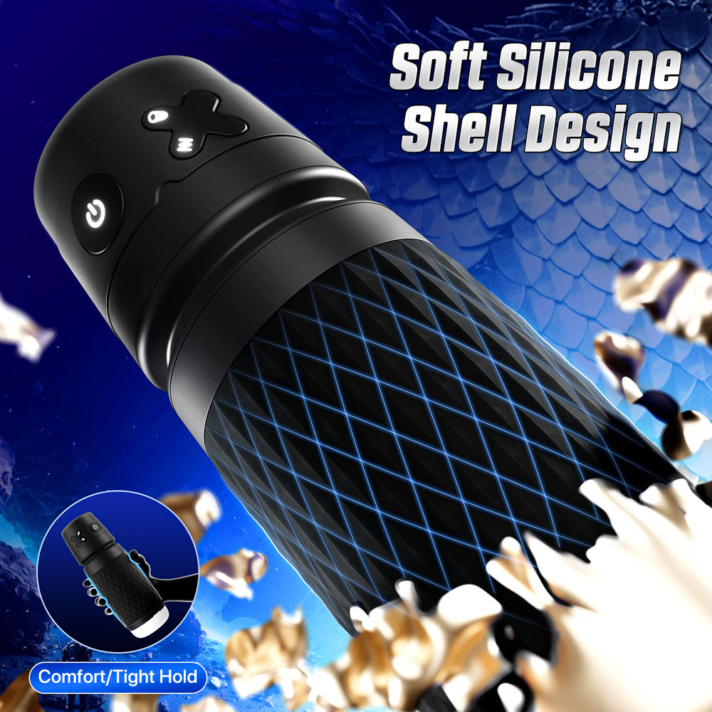 CyberSkin The Warrior - Black USB Rechargeable Sucking & Vibrating Auto Masturbator CyberSkin