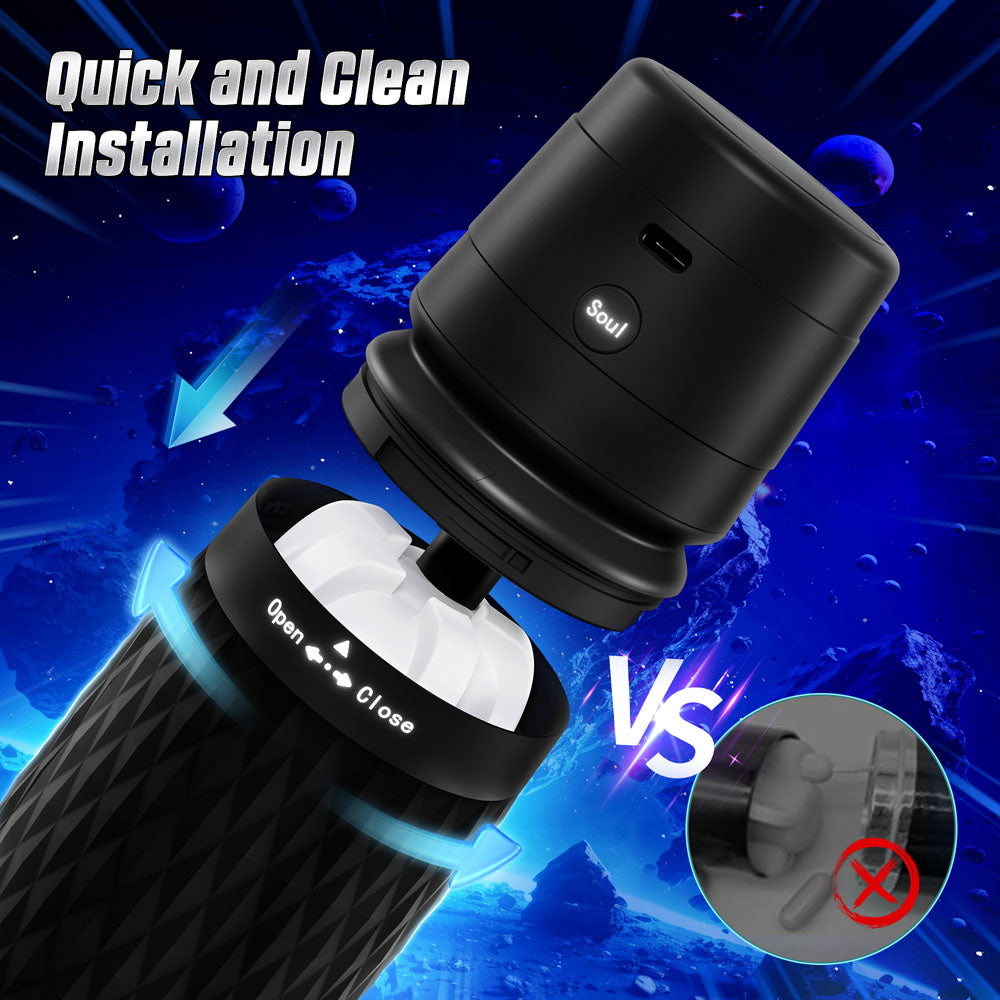 CyberSkin The Warrior - Black USB Rechargeable Sucking & Vibrating Auto Masturbator CyberSkin