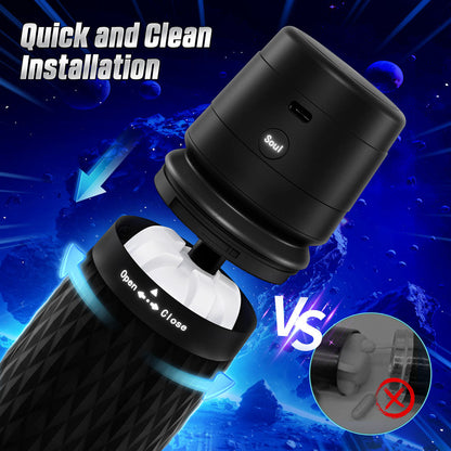 CyberSkin The Warrior - Black USB Rechargeable Sucking & Vibrating Auto Masturbator CyberSkin