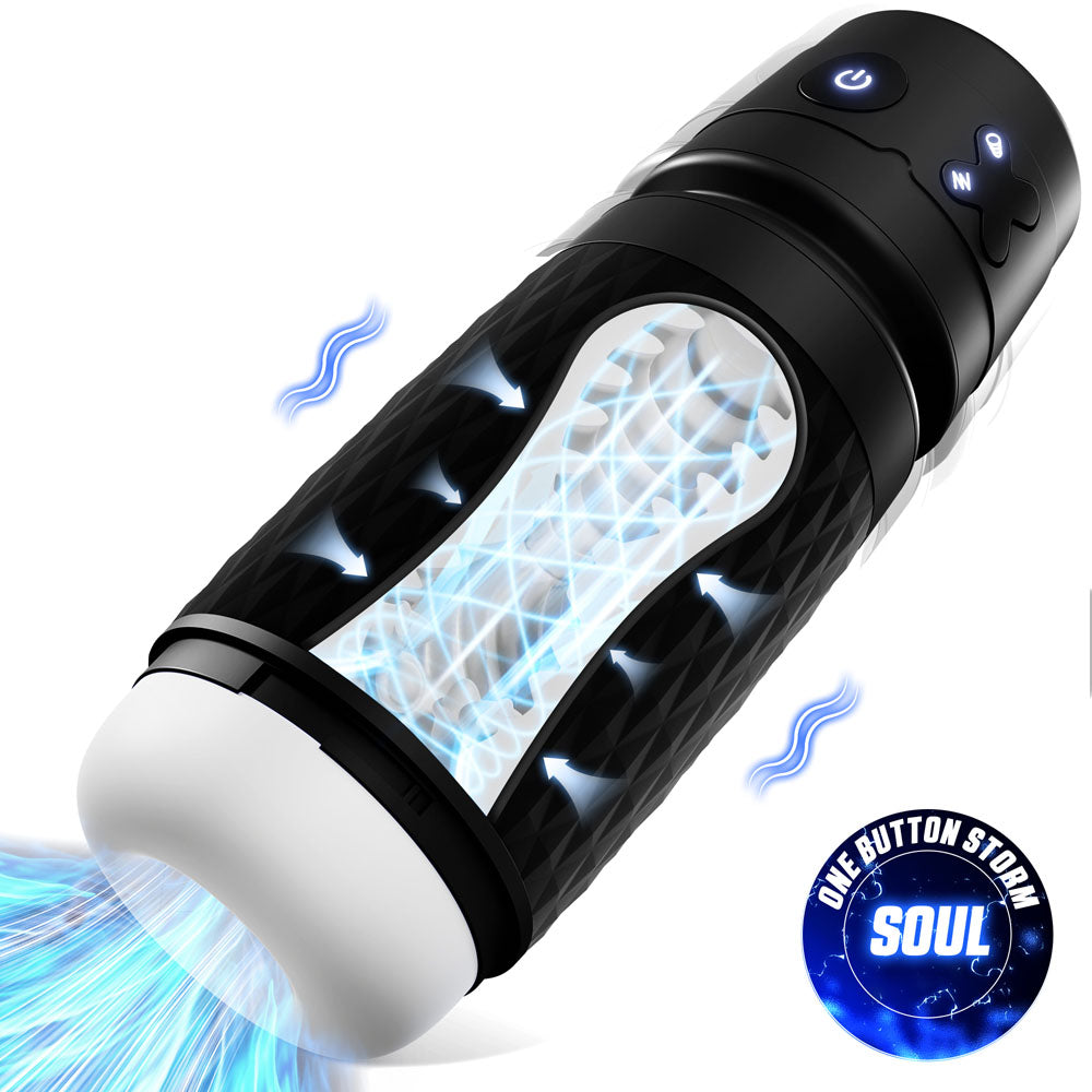 CyberSkin The Warrior - Black USB Rechargeable Sucking & Vibrating Auto Masturbator CyberSkin