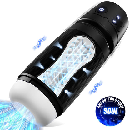 CyberSkin The Warrior - Black USB Rechargeable Sucking & Vibrating Auto Masturbator CyberSkin