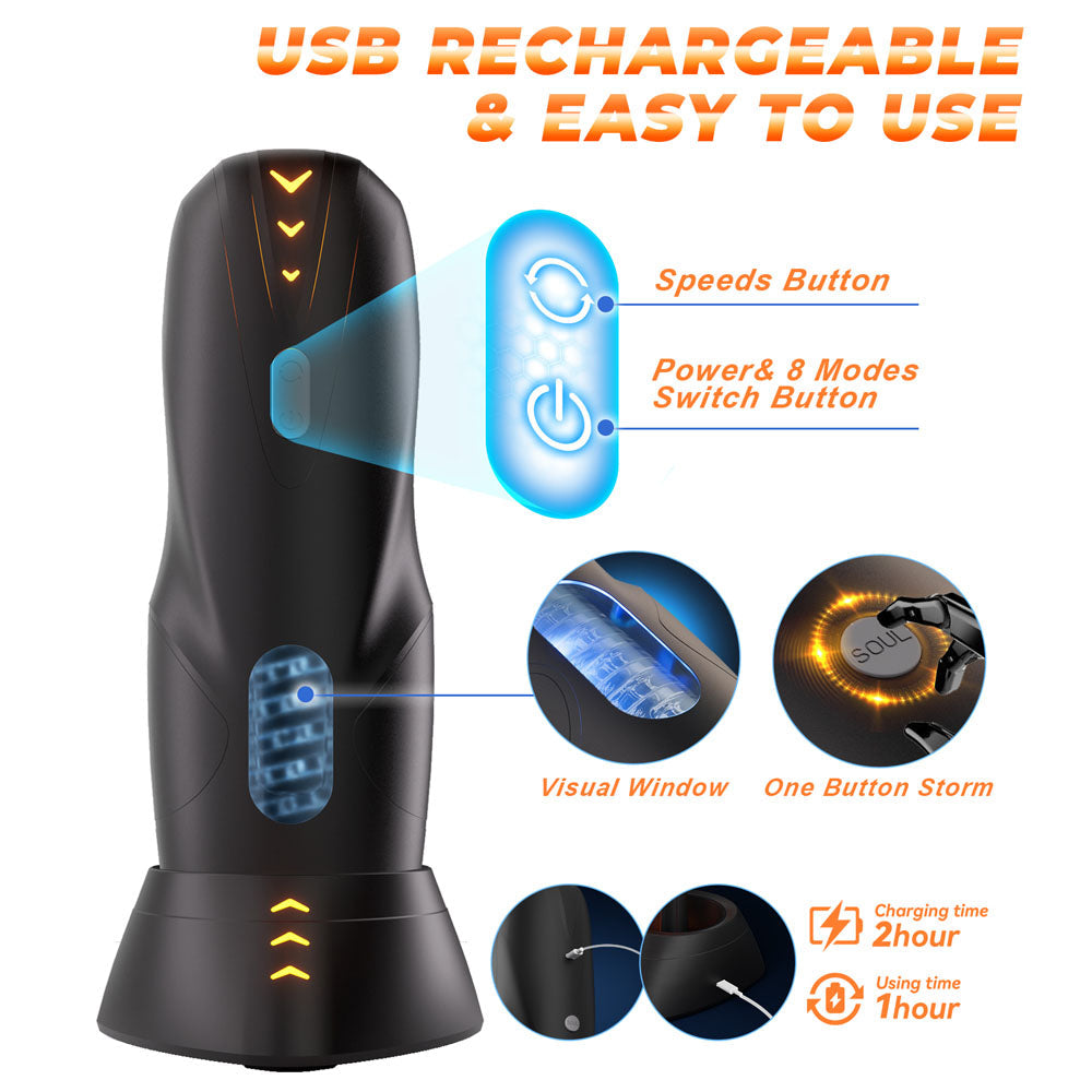 CyberSkin The Galaxy Voy - USB Rechargeable Thrusting & Rotating Auto Masturbator with Heater CyberSkin