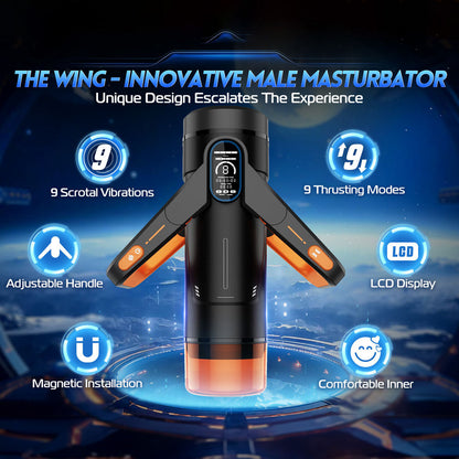 CyberSkin The Wing - Black USB Rechargeable Thrusting & Massaging Auto Masturbator with Heater CyberSkin