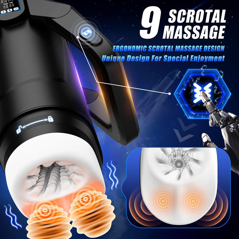 CyberSkin The Wing - Black USB Rechargeable Thrusting & Massaging Auto Masturbator with Heater CyberSkin