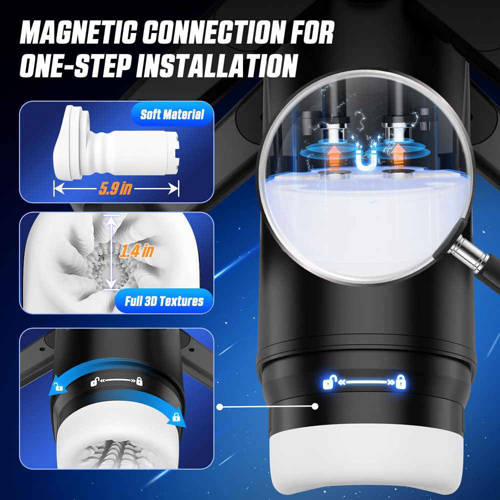 CyberSkin The Wing - Black USB Rechargeable Thrusting & Massaging Auto Masturbator with Heater CyberSkin