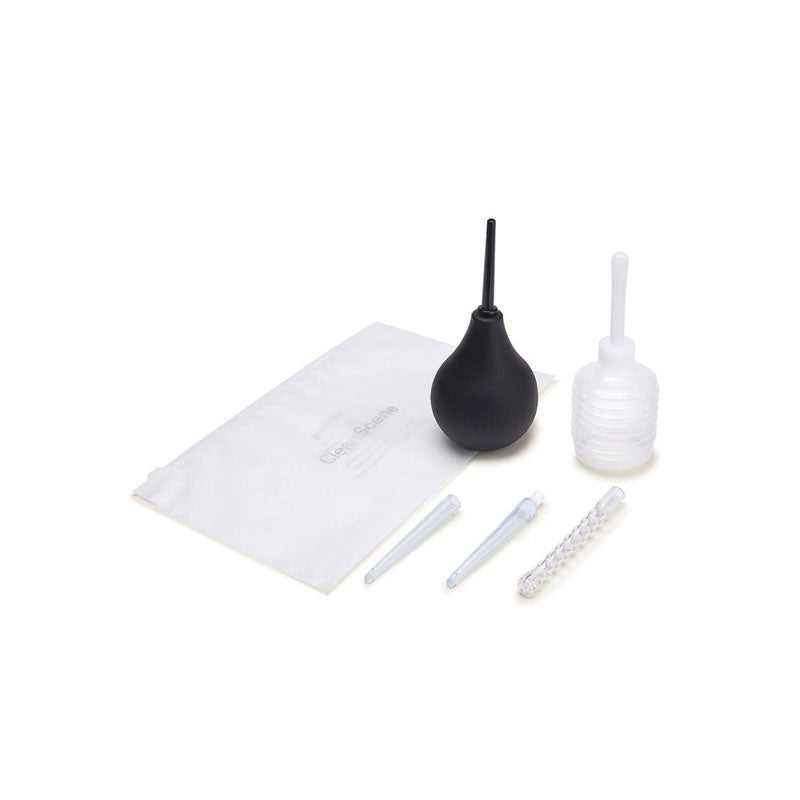 CleanScene 7 Piece Anal Douche Set with Flexible Tip Head - 225 ml Capacity with Free Travel Douche Included Xgen Products