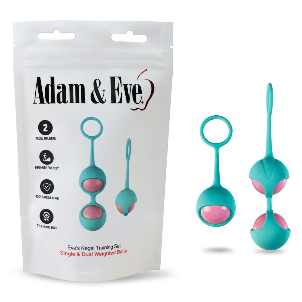 Adam & Eve Eve's Kegel Training Set - Teal/Pink Kegel Trainers - Set of 2 Adam & Eve