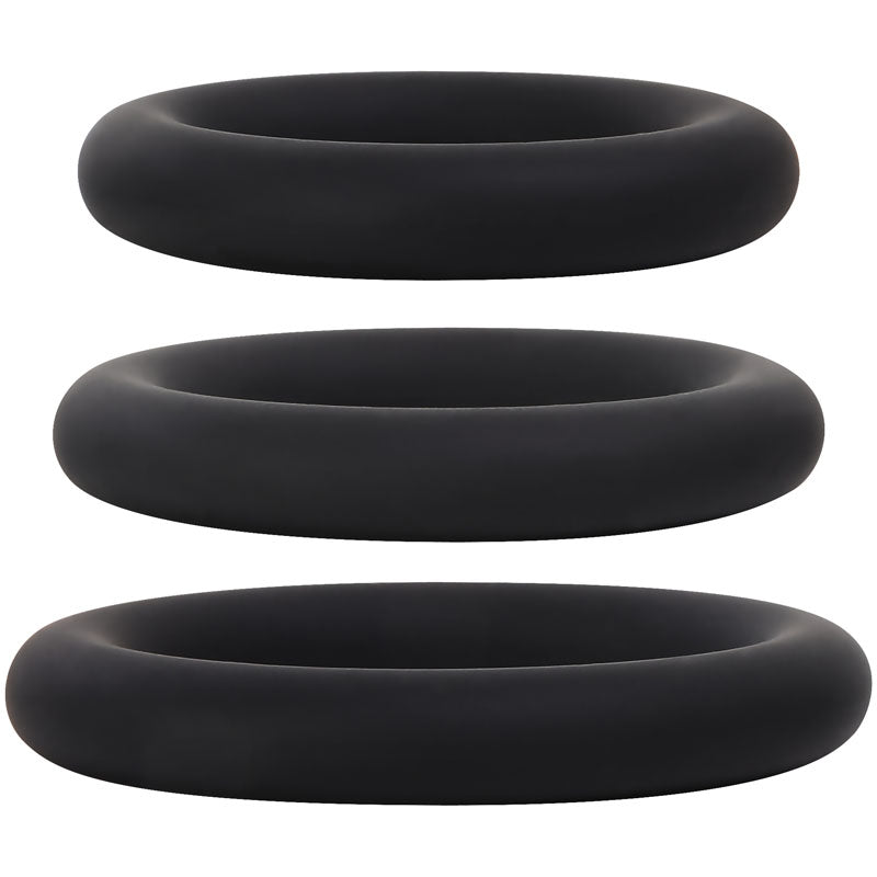 Adam & Eve Silicone Penis Ring Set - Black Cock Rings - Set of 3 Sizes Adam & Eve