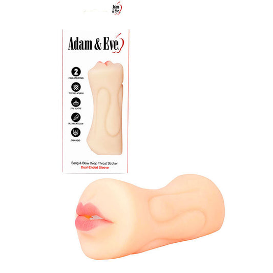 Adam & Eve Bang & Blow Deep Throat Stroker - Flesh Vagina & Mouth Dual Ended Stroker Adam & Eve