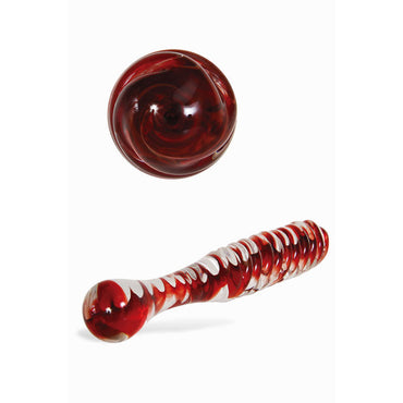Adam & Eve Sweetheart Swirl Glass Dildo - Clear/Red Glass 22 cm Dildo Adam & Eve