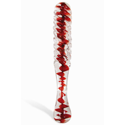 Adam & Eve Sweetheart Swirl Glass Dildo - Clear/Red Glass 22 cm Dildo Adam & Eve