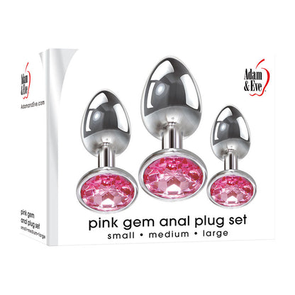 Adam & Eve Pink Gem Anal Plug Set - Metallic Butt Plugs with Gems - Set of 3 Sizes Adam & Eve