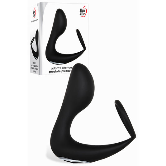 Adam & Eve Adam's Rechargeable Prostate Pleaser & C-Ring - Black USB Rechargeable Anal Plug with Cock Ring Adam & Eve