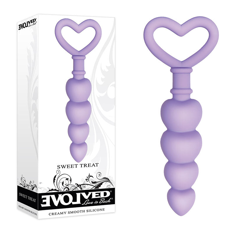 Evolved Sweet Treat - Purple 11.5 cm Beaded Butt Plug with Handle Evolved