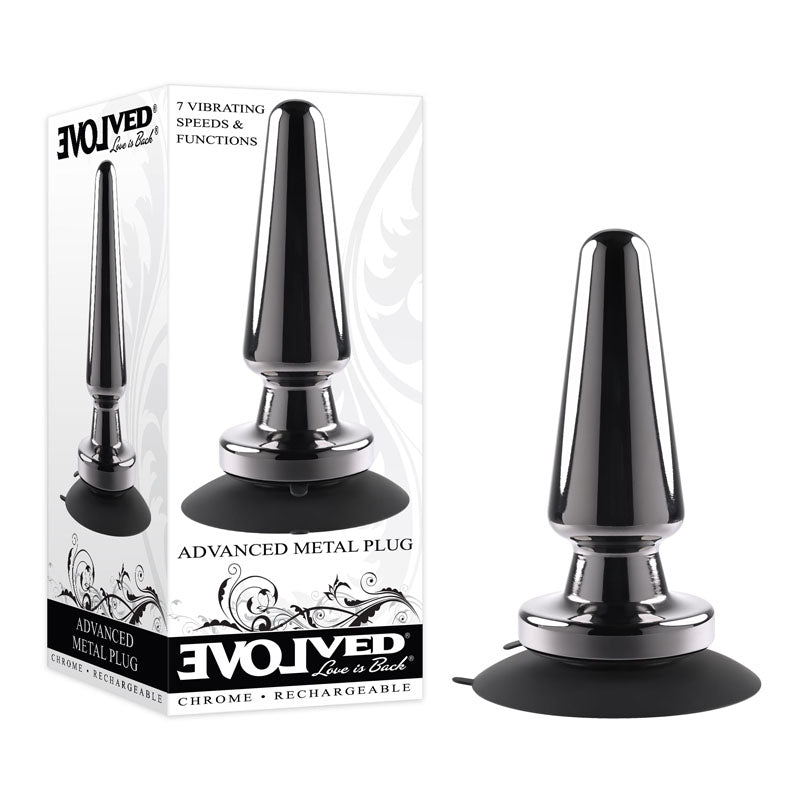 Evolved ADVANCED METAL PLUG - Black Chrome 13.8 cm USB Rechargeable Vibrating Butt Plug Chrome / 60 - Club X