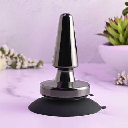 Evolved BEGINNER METAL PLUG - Black Chrome 11.2 cm USB Rechargeable Vibrating Butt Plug Evolved
