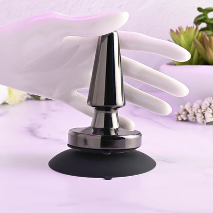 Evolved BEGINNER METAL PLUG - Black Chrome 11.2 cm USB Rechargeable Vibrating Butt Plug Evolved