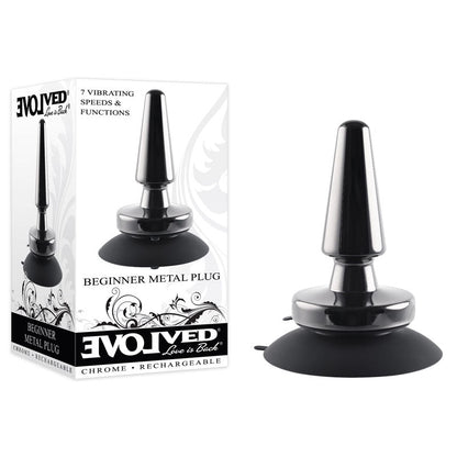 Evolved BEGINNER METAL PLUG - Black Chrome 11.2 cm USB Rechargeable Vibrating Butt Plug Evolved