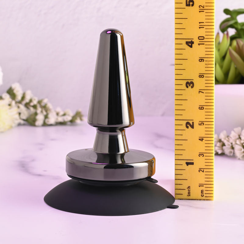 Evolved BEGINNER METAL PLUG - Black Chrome 11.2 cm USB Rechargeable Vibrating Butt Plug Evolved