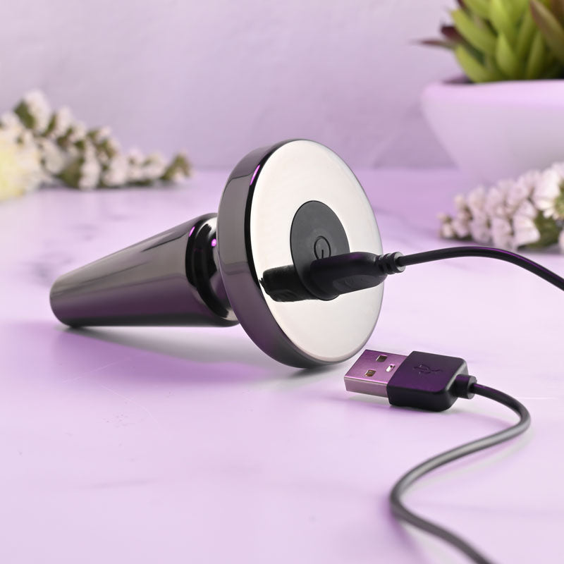 Evolved BEGINNER METAL PLUG - Black Chrome 11.2 cm USB Rechargeable Vibrating Butt Plug Evolved