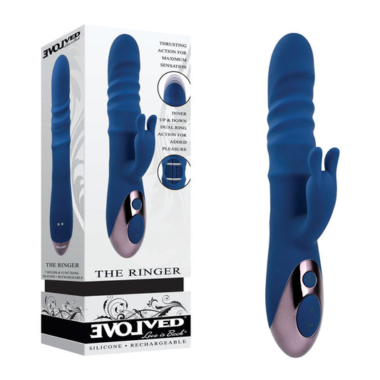 Evolved The Ringer - Blue 23.8 cm USB Rechargeable Rabbit Vibrator Blue - Club X