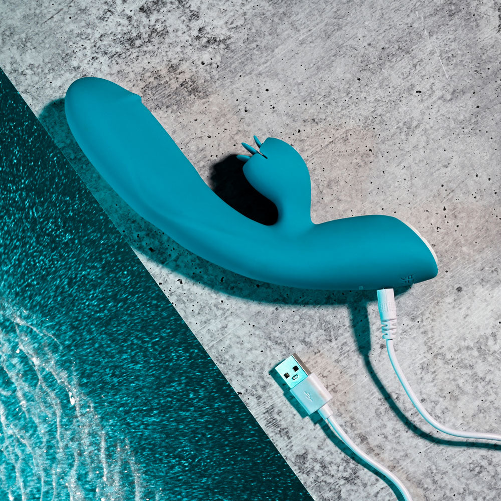 Evolved FIERCE FLICKER - Blue 19.5 cm USB Rechargeable Rabbit Flicker Vibrator Evolved