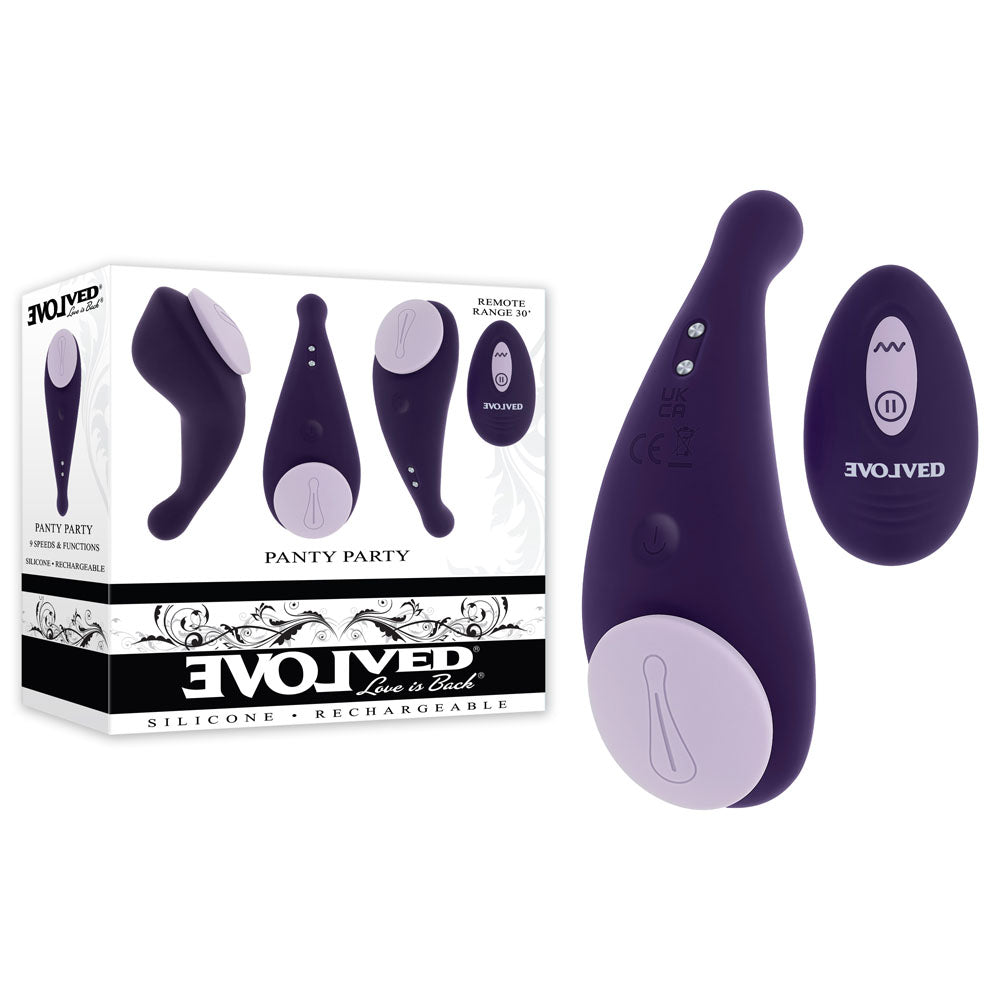 Evolved PANTY PARTY - Purple USB Rechargeable Panty Vibrator with Remote Control Evolved