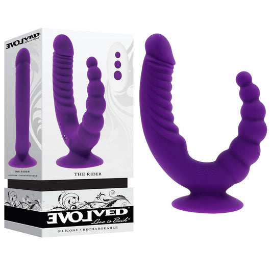 Evolved THE RIDER - Purple USB Rechargeable Double Ended Vibrator with Wireless Remote Evolved
