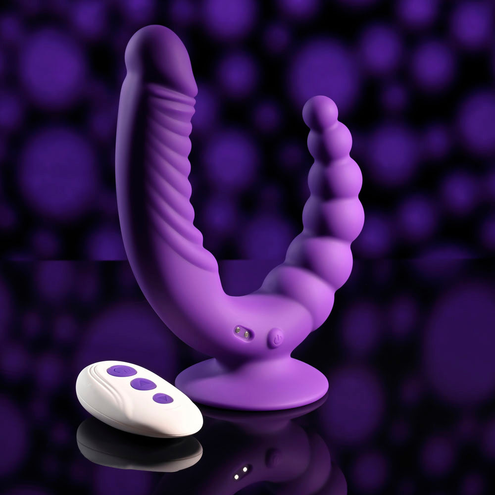 Evolved THE RIDER - Purple USB Rechargeable Double Ended Vibrator with Wireless Remote Evolved