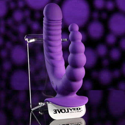 Evolved THE RIDER - Purple USB Rechargeable Double Ended Vibrator with Wireless Remote Evolved