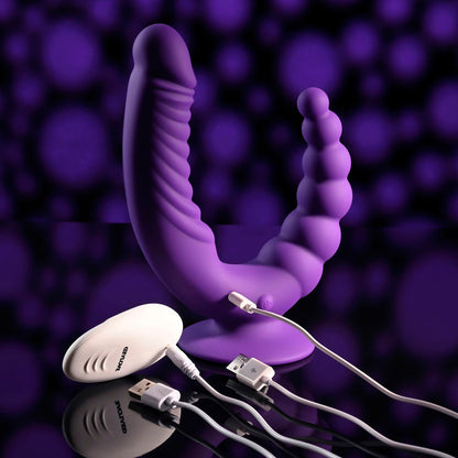 Evolved THE RIDER - Purple USB Rechargeable Double Ended Vibrator with Wireless Remote Evolved