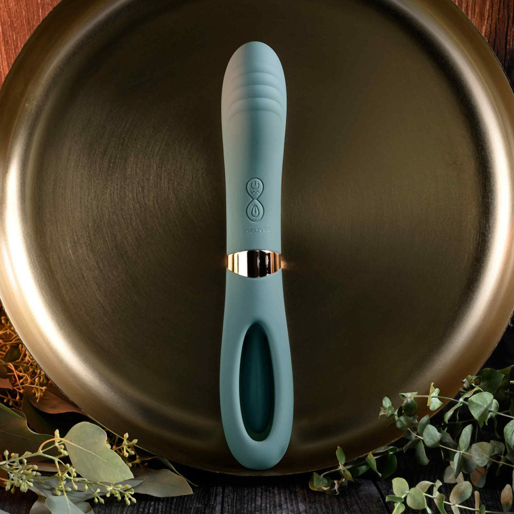 Evolved CHICK FLICK - Olive Green 24 cm USB Rechargeable Vibrator with Flicking Tip Evolved